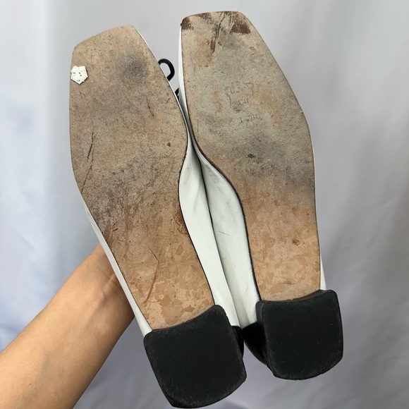 Stuart Weitzman white square toe heeled ballerina flats size 7.5 - Picture 4 of 9